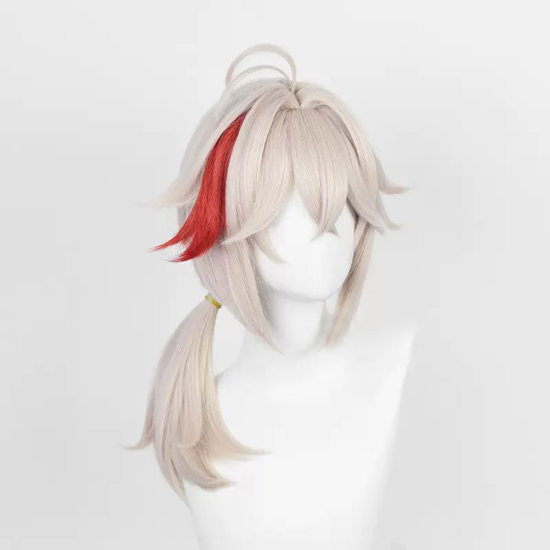 SAKUMETA KAEDEHARA KAZUHA Gold and Red Highlighted Cosplay Wig with Ponytail