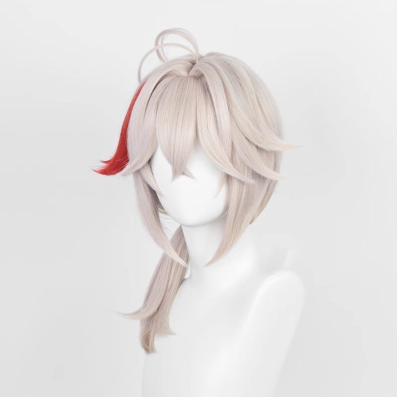 SAKUMETA KAEDEHARA KAZUHA Gold and Red Highlighted Cosplay Wig with Ponytail