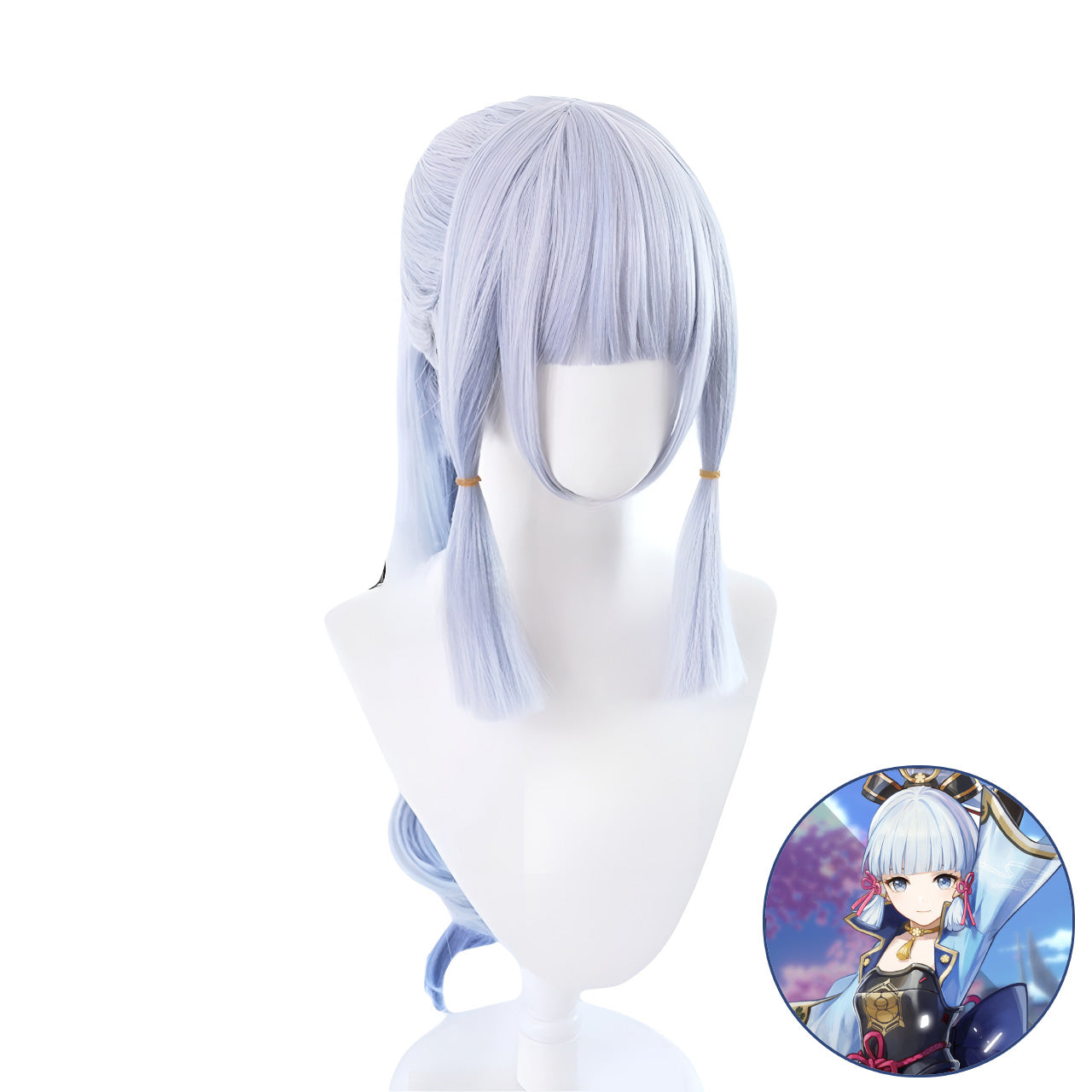 SAKUMETA KAMISATO AYAKA Silver-White Long Cosplay Wig with Ponytail