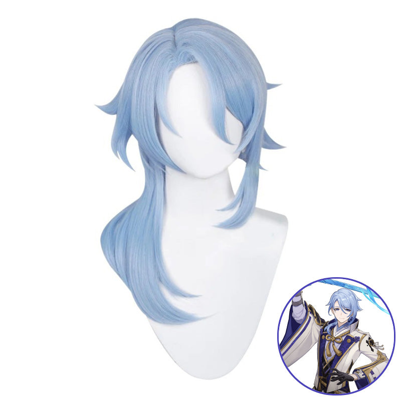SAKUMETA KAMISATO AYATO Light Blue Cosplay Wig with Bangs