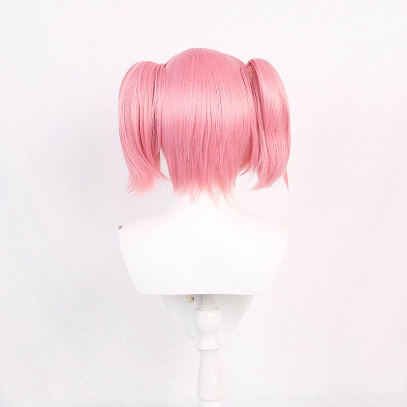 SAKUMETA KANAME MADOKA Pink Short Cosplay Wig with Twin Tails