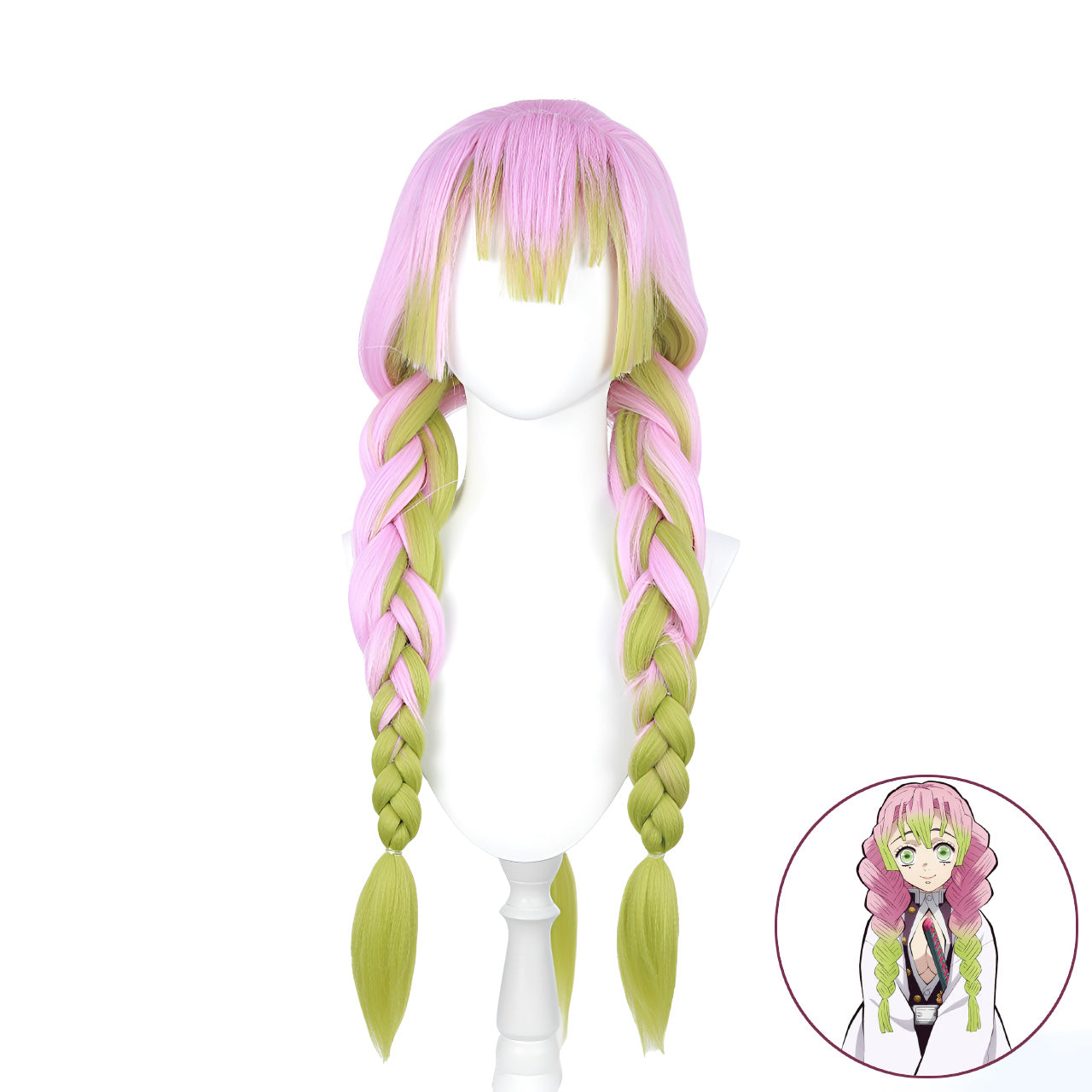 SAKUMETA KANROJI MITSURI Pink and Green Ombre Cosplay Wig with Twin Tails