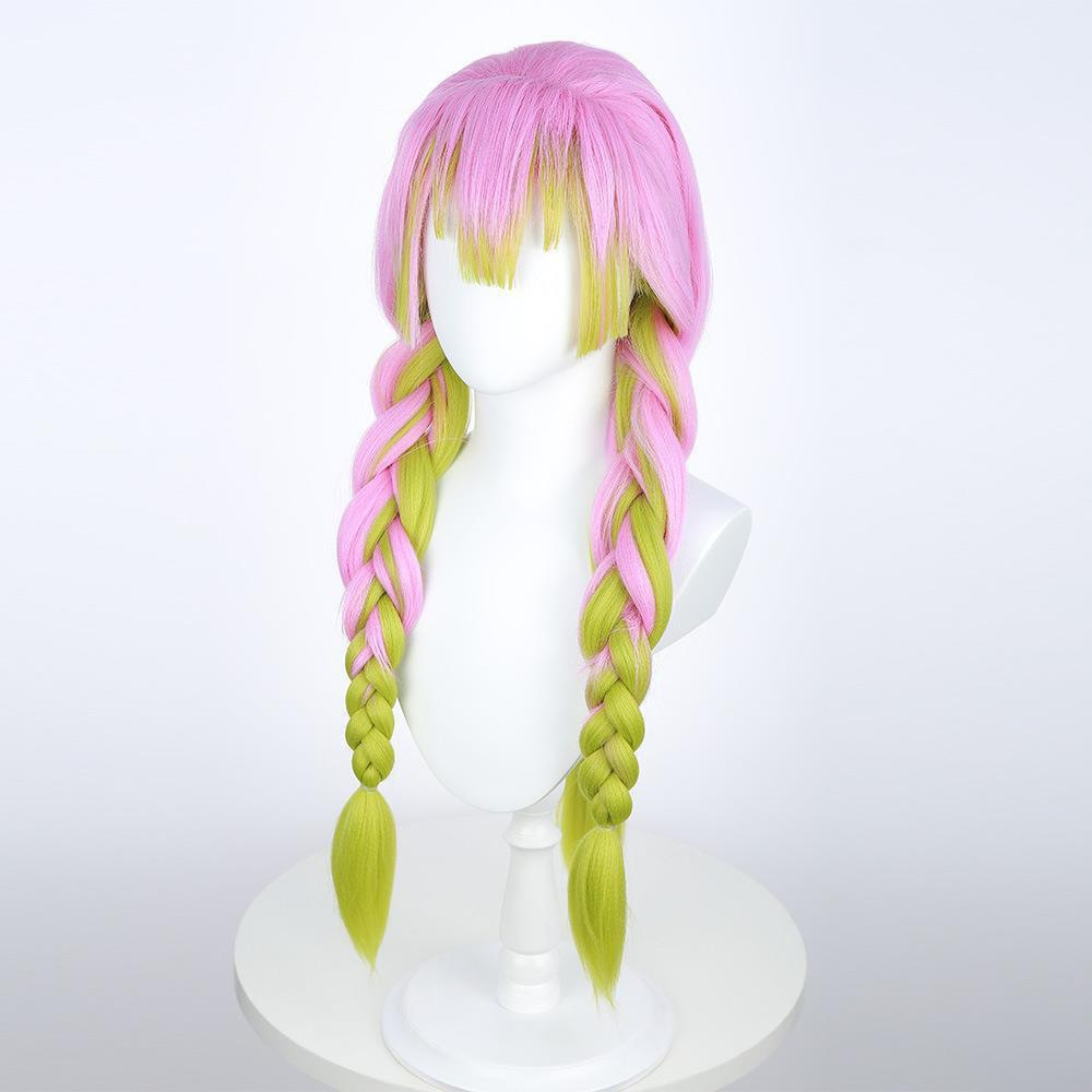 SAKUMETA KANROJI MITSURI Pink and Green Ombre Cosplay Wig with Twin Tails