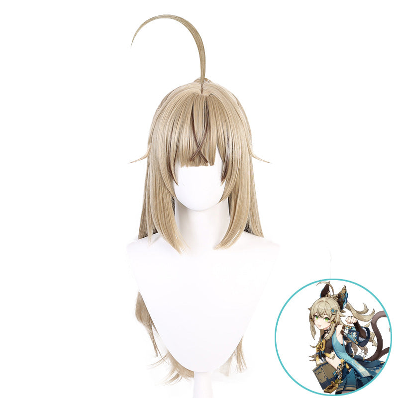 SAKUMETA KIRARA Light Brown and Gold Long Cosplay Wig with Ponytail