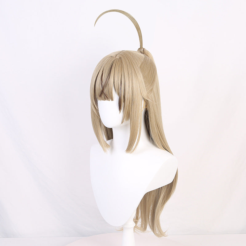 SAKUMETA KIRARA Light Brown and Gold Long Cosplay Wig with Ponytail