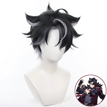 SAKUMETA LEOSLEY/Wriothesley Black and Grey Short Cosplay Wig