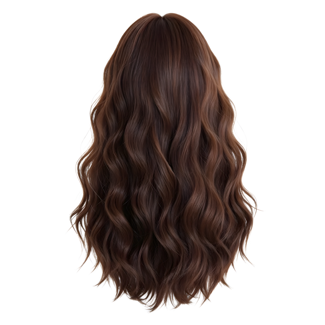 SAKUMETA Long Wavy Hair with Curtain Bangs Daily Wig