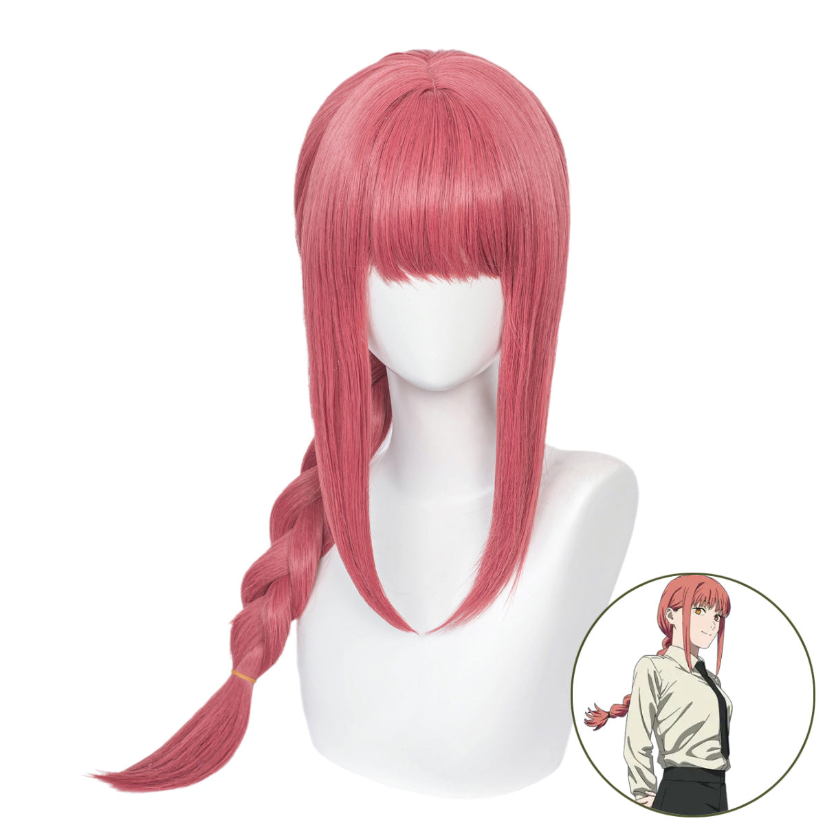 SAKUMETA MAKIMA PINK Cosplay Wigs With  Long Ponytail