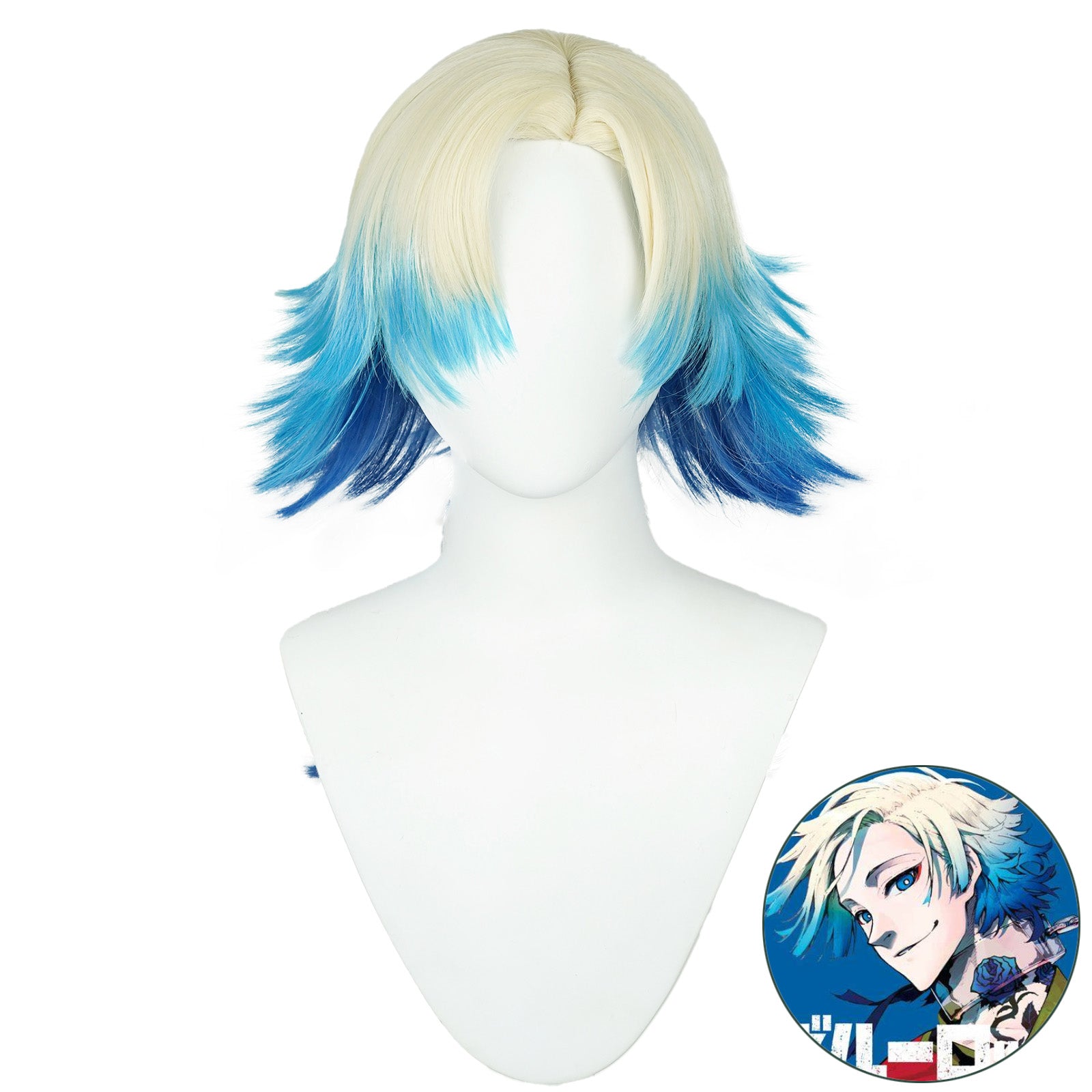 SAKUMETA Michael Kaiser Gold Blue Cosplay Wig with Braids