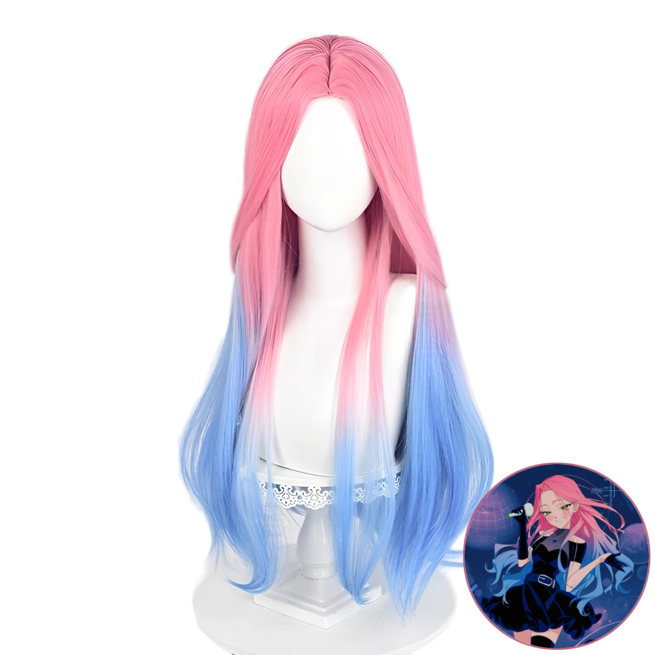 SAKUMETA MIZI Long Blue to Pink Ombre Cosplay Wig