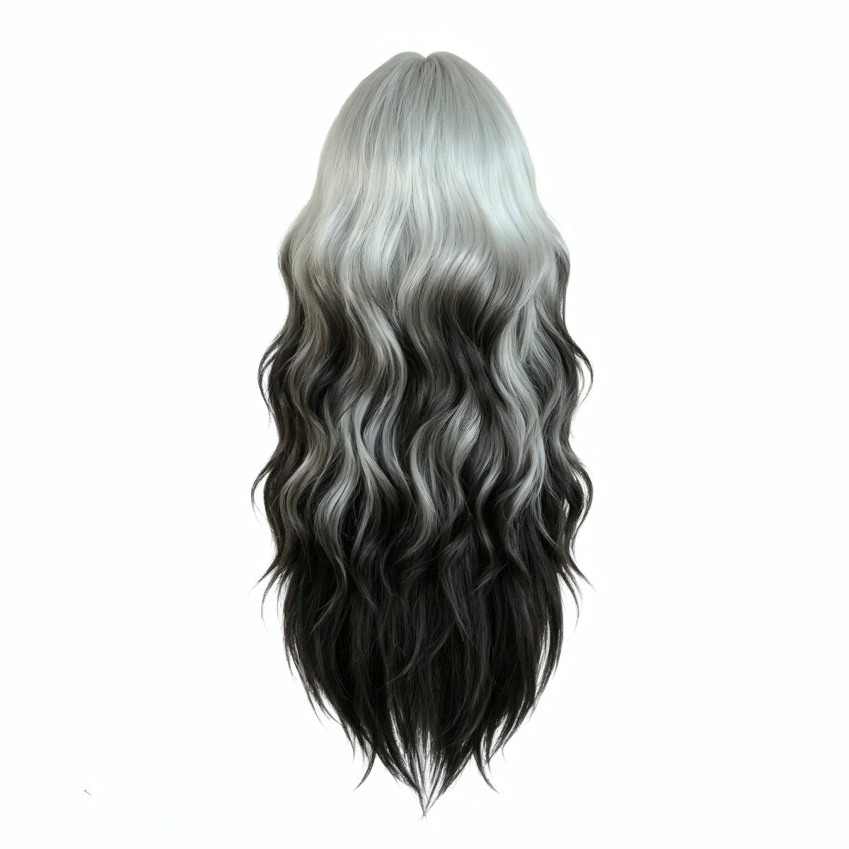 SAKUMETA Extra Long Wavy Hair with Blunt Bangs Daily Wig