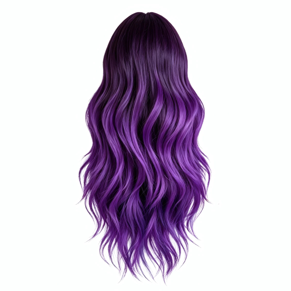 SAKUMETA Extra Long Wavy Hair with Blunt Bangs Daily Wig