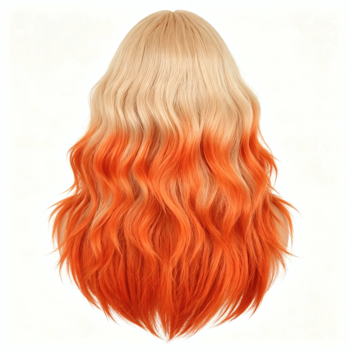 SAKUMETA Extra Long Wavy Hair with Blunt Bangs Daily Wig