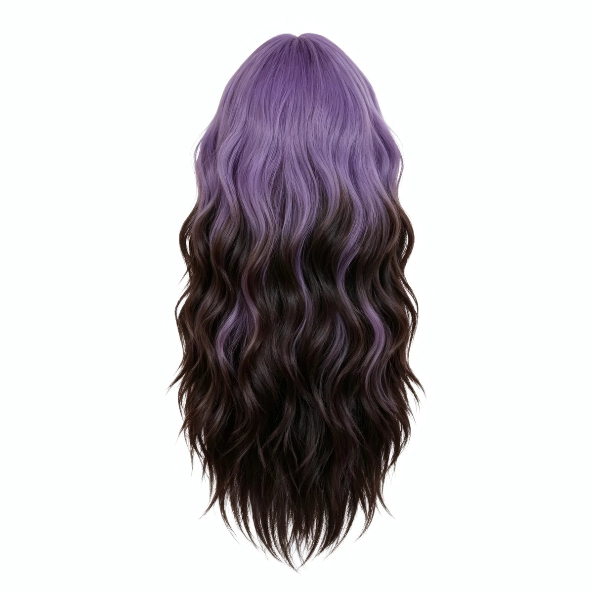 SAKUMETA Extra Long Wavy Hair with Blunt Bangs Daily Wig
