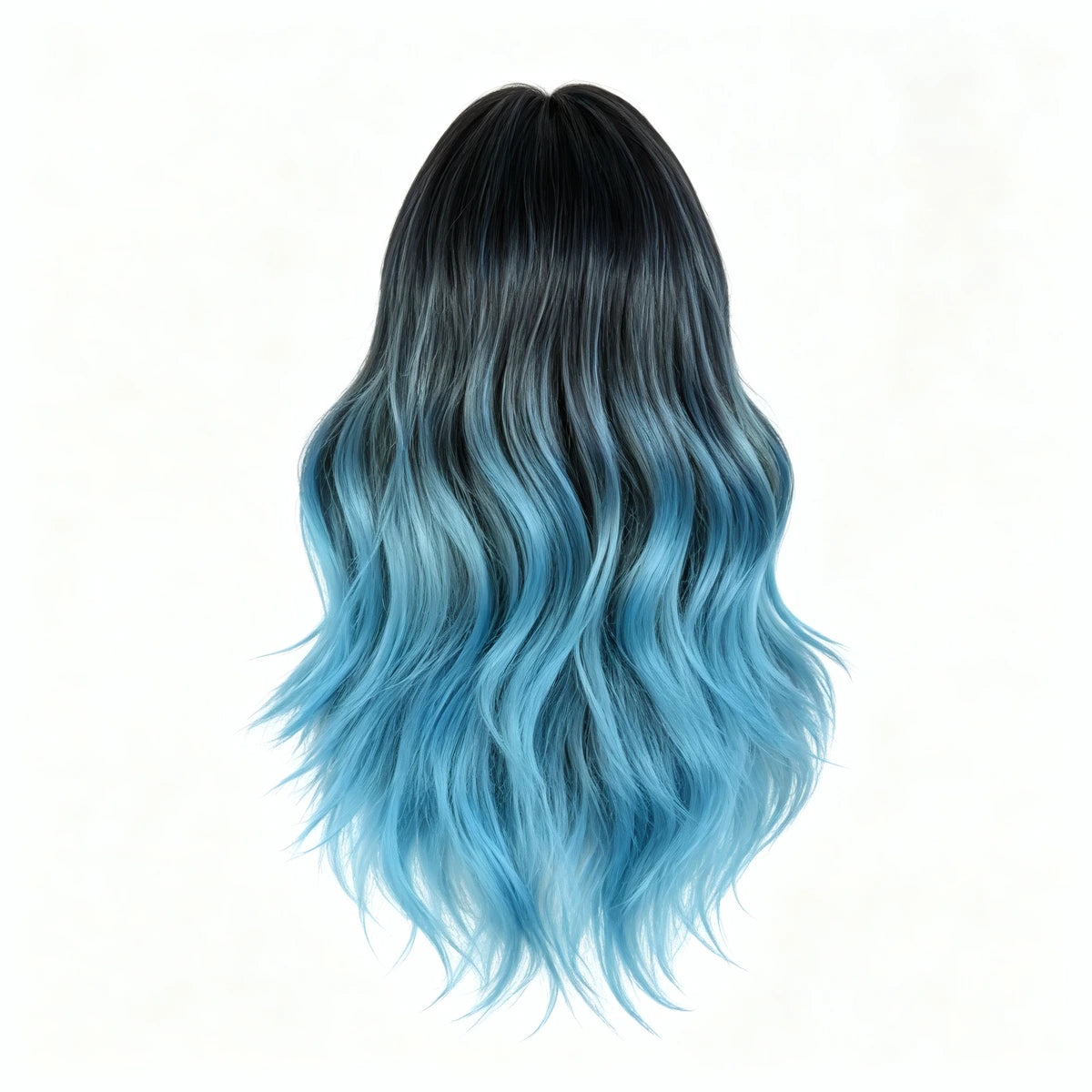 SAKUMETA Extra Long Wavy Hair with Blunt Bangs Daily Wig