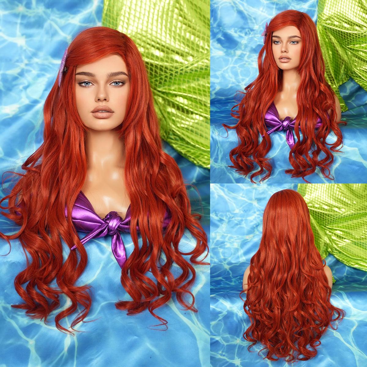 SAKUMETA Mermaid Long Body Wave Cosplay Wig for The Little Mermaid