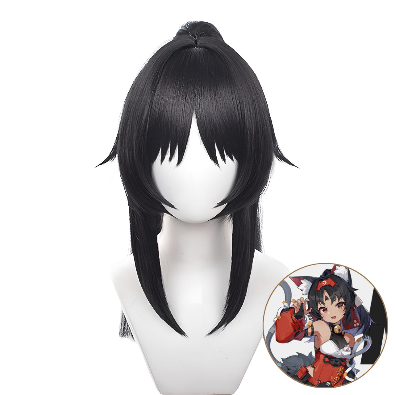 SAKUMETA Nekomiya Mana Black Long Cosplay Wig with Bangs