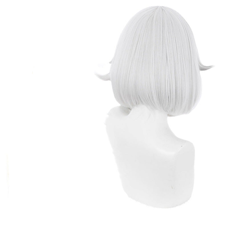 SAKUMETA PAIMON Silver Short Cosplay Wig with Bangs