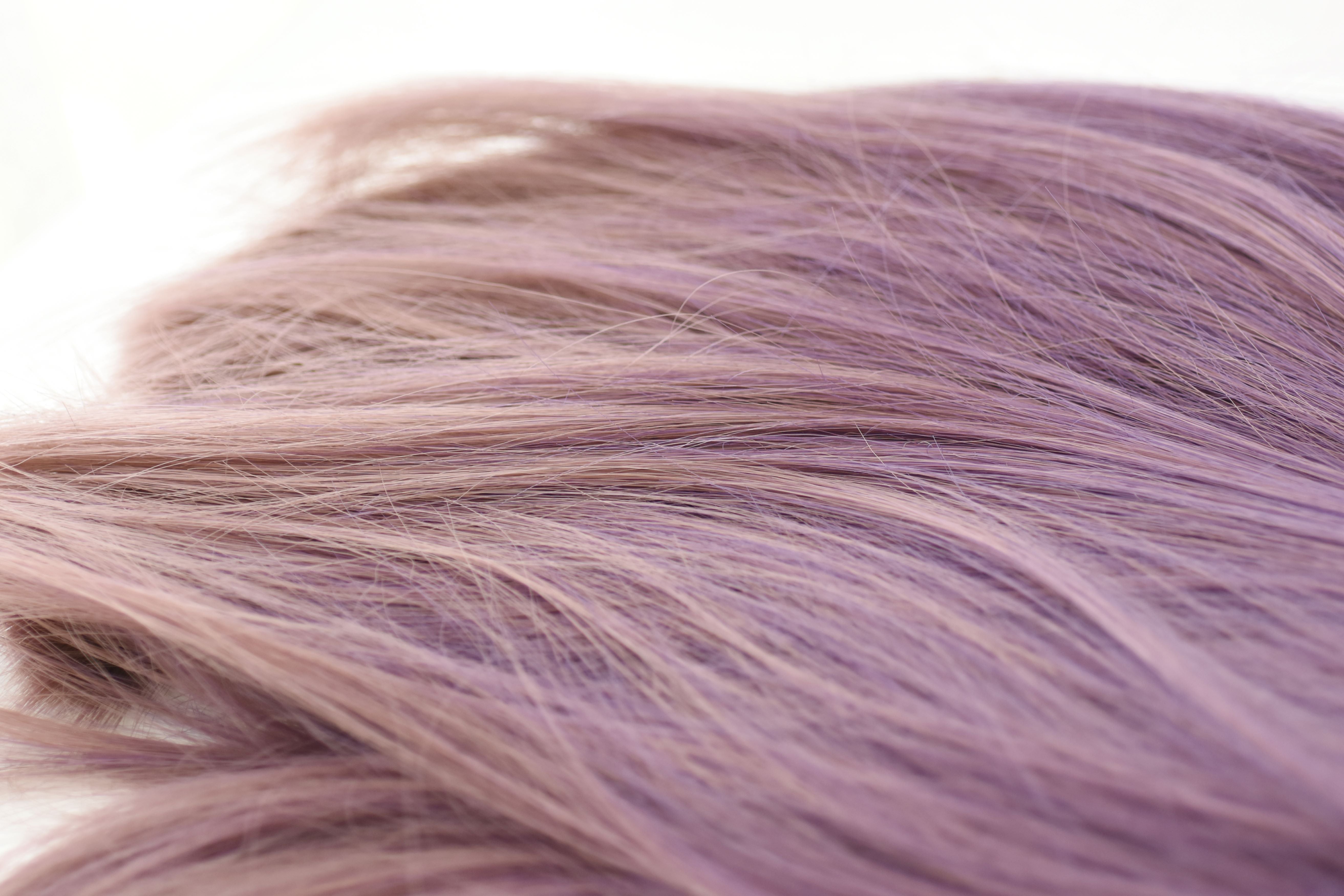 Perruque longue et lisse avec frange, balayage tricolore rose et violet raisin SAKUMETA 
