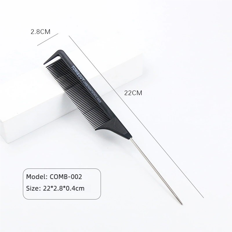 Professional Flat Fine Teeth Styling Comb with Stainless Steel Pintail