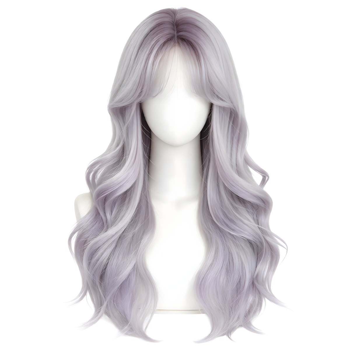 SAKUMETA Purple Gray Long Wavy Hair Daily Wig