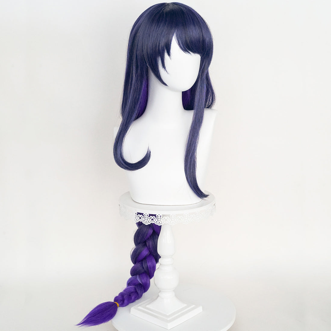 SAKUMETA RAIDEN SHOGUN Dark Purple Cosplay Wig Long Ponytail