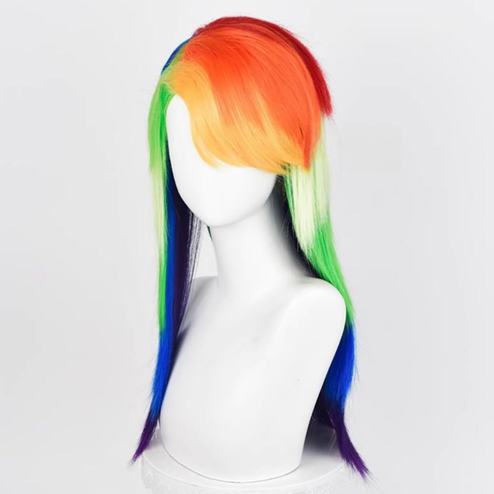 SAKUMETA RAINBOW DASH Rainbow Color Long Cosplay Wig with Bangs