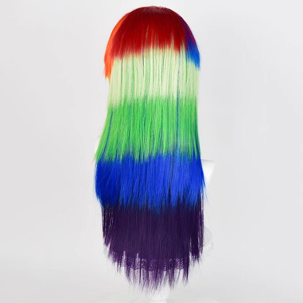 SAKUMETA RAINBOW DASH Rainbow Color Long Cosplay Wig with Bangs