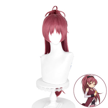 SAKUMETA SAKURA KYOUKO Burgundy Long Cosplay Wig with Ponytail