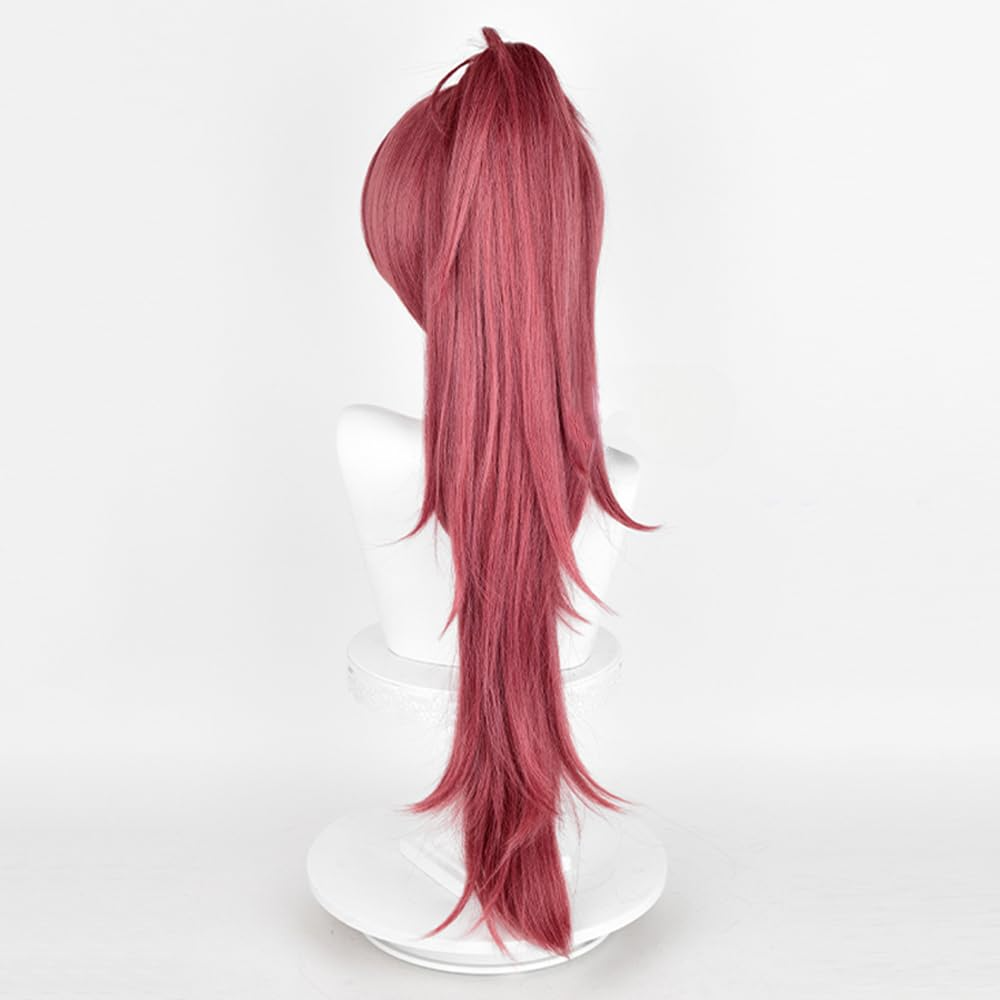 SAKUMETA SAKURA KYOUKO Burgundy Long Cosplay Wig with Ponytail