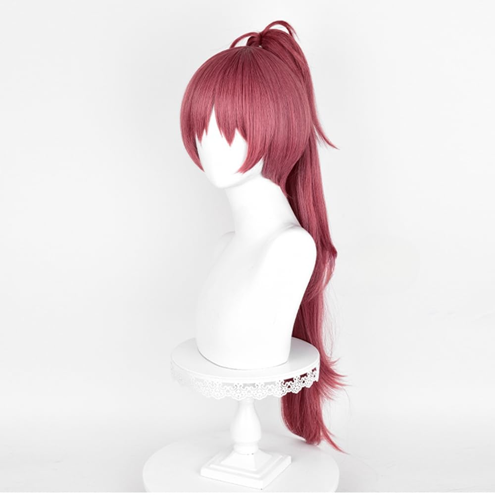 SAKUMETA SAKURA KYOUKO Burgundy Long Cosplay Wig with Ponytail