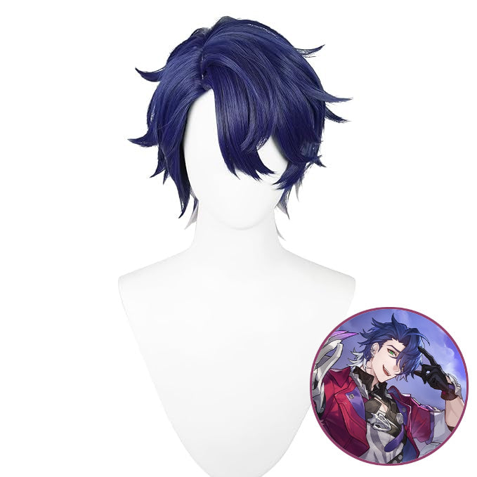 SAKUMETA SAMPO KOSKI Blue-Purple and White Short Cosplay Wig