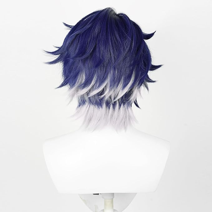 SAKUMETA SAMPO KOSKI Blue-Purple and White Short Cosplay Wig