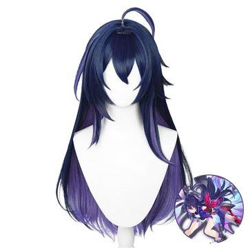 SAKUMETA SEELE Navy Blue and Purple Long Cosplay Wig