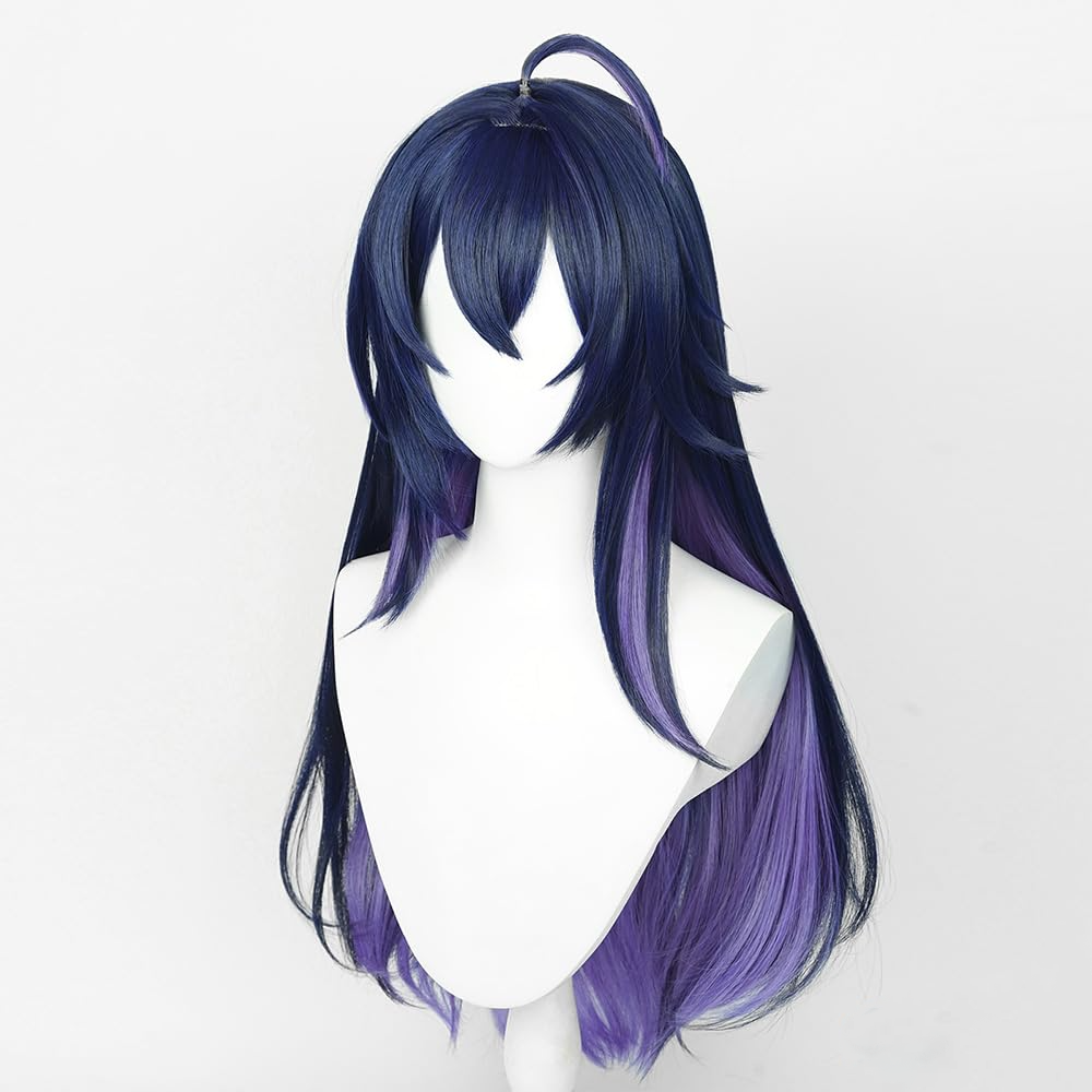 SAKUMETA SEELE Navy Blue and Purple Long Cosplay Wig