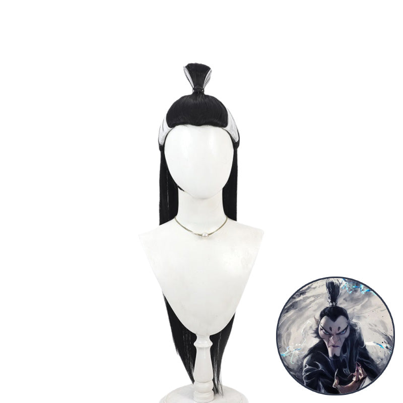 SAKUMETA SHEN GONGBAO Black-Grey Mix Long Cosplay Wig