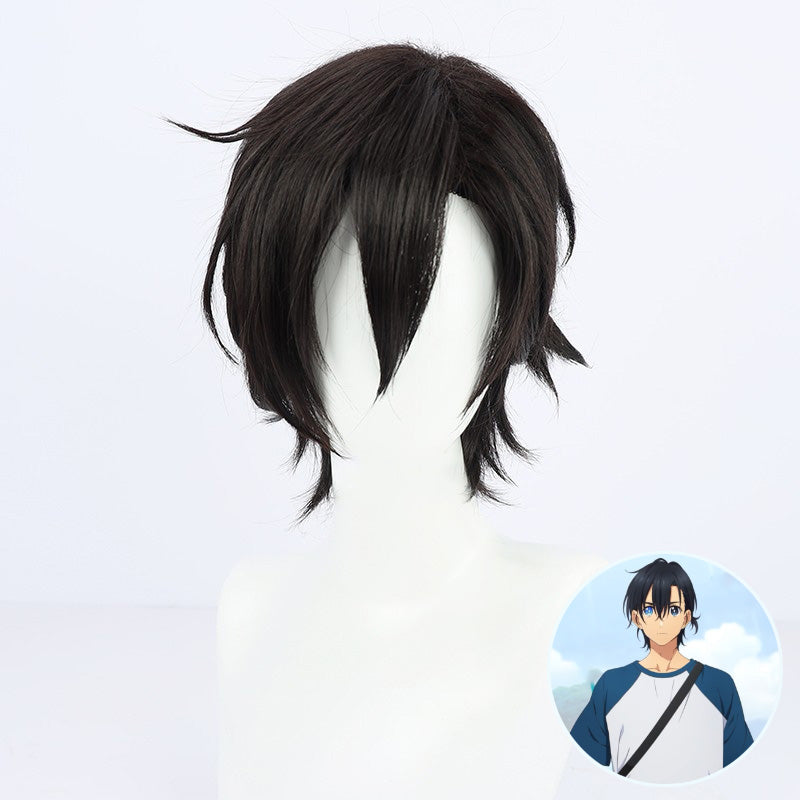 SAKUMETA SHINPEI AJIRO Black Short Cosplay Wig