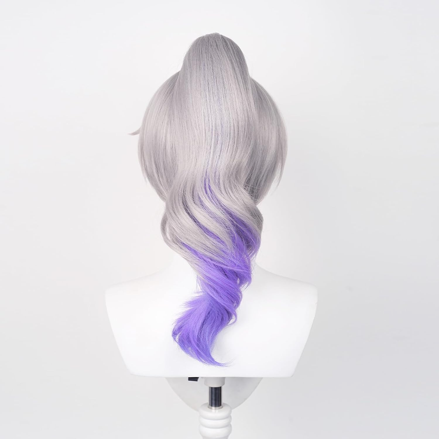 SAKUMETA SILVER WOLF Silver-Gray Long Cosplay Wig with Ponytail