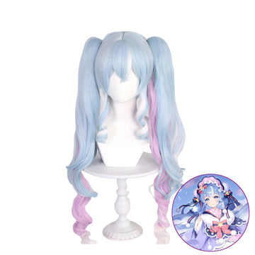 SAKUMETA SNOW MIKU Blue to Purple Ombre Cosplay Wig with Twin Tails