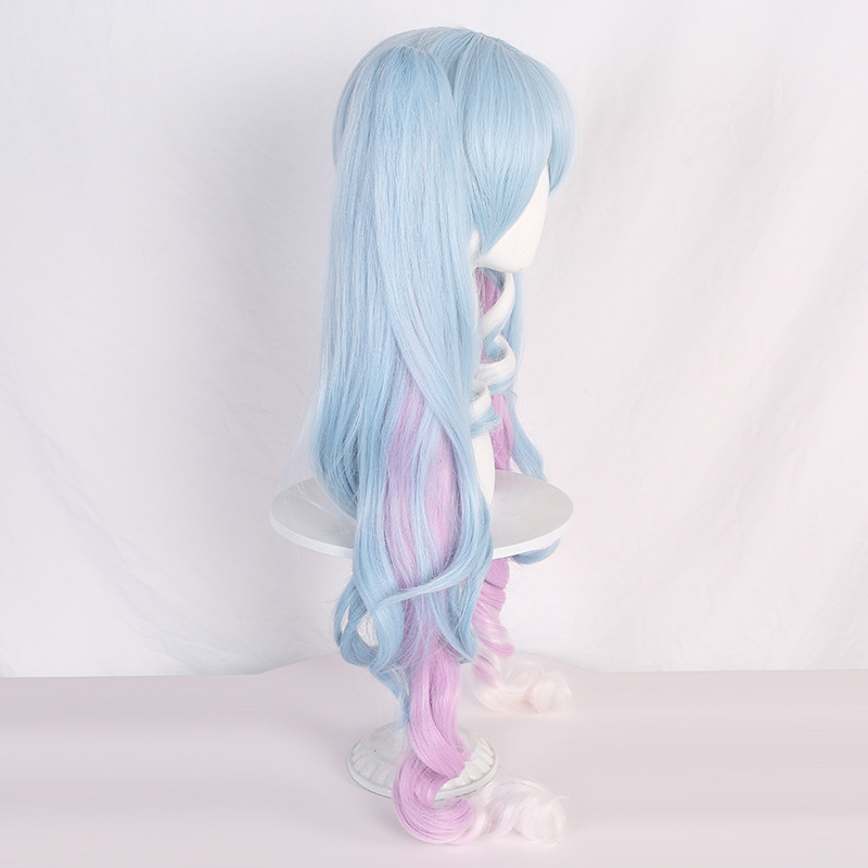 SAKUMETA SNOW MIKU Blau bis Lila Ombre Cosplay-Perücke mit zwei Schwänzen 
