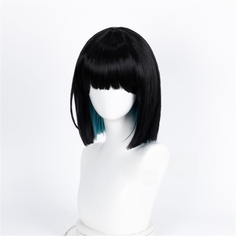 SAKUMETA SUA Black Short Cosplay Wig with Bangs