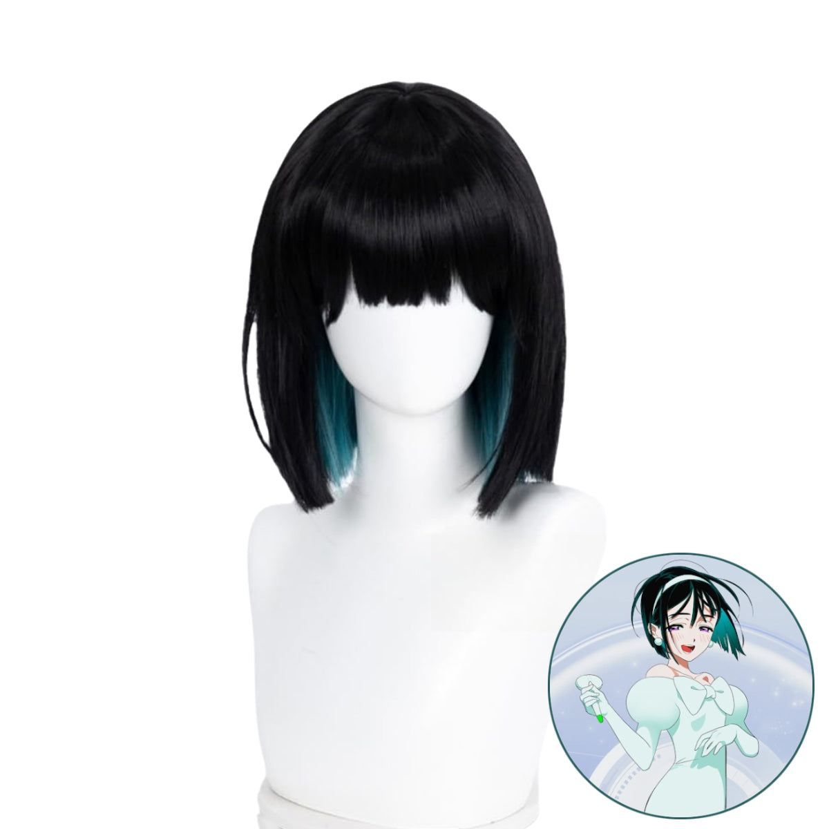 SAKUMETA SUA Black Short Cosplay Wig with Bangs