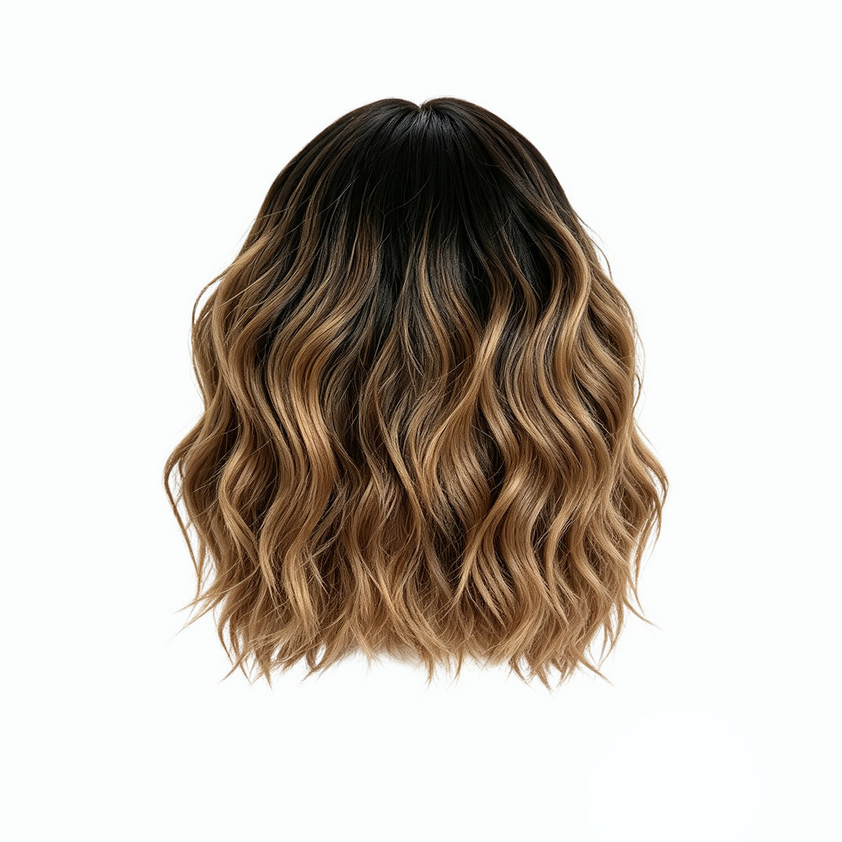 SAKUMETA Short Wavy Bob with Curtain Bangs Daily Wig