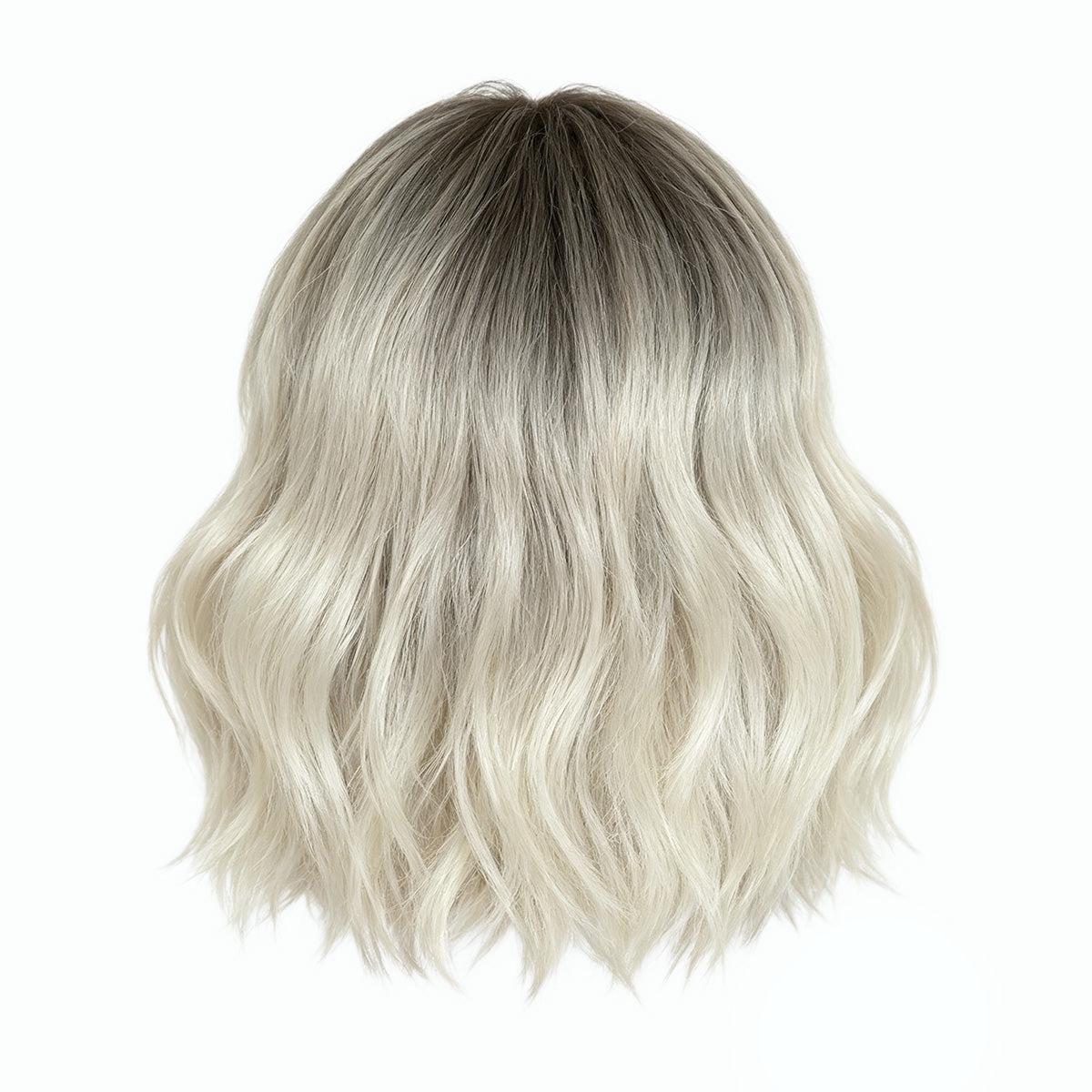 SAKUMETA Short Wavy Bob with Curtain Bangs Daily Wig