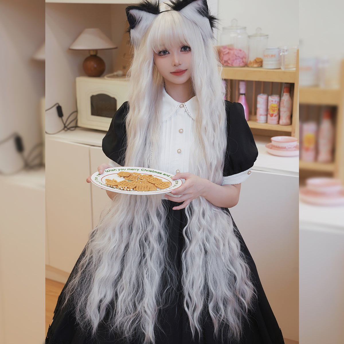 Perruque Lolita Super Longue Style Française Perm Paresseuse SAKUMETA avec Frange 
