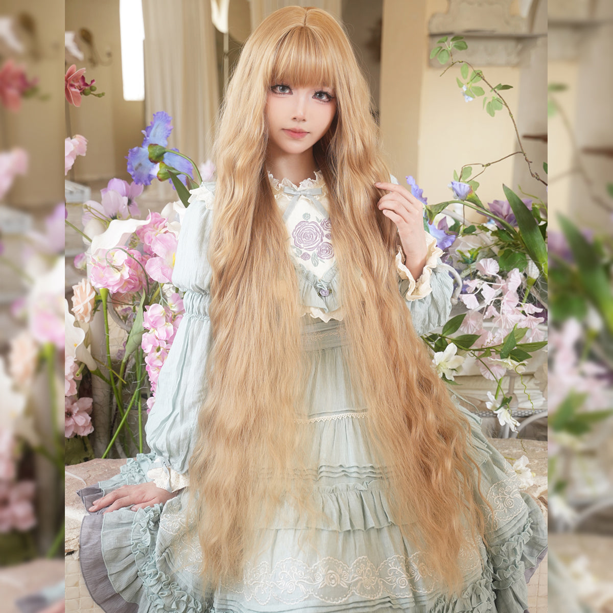 Perruque Lolita Super Longue Style Française Perm Paresseuse SAKUMETA avec Frange 