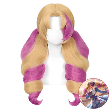 SAKUMETA THE HALLOWED SEAMSTRESS GWEN Magenta and Blonde Long Cosplay Wig with Twin Tails