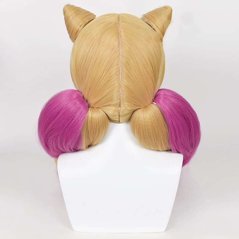 SAKUMETA THE HALLOWED SEAMSTRESS GWEN Magenta and Blonde Long Cosplay Wig with Twin Tails