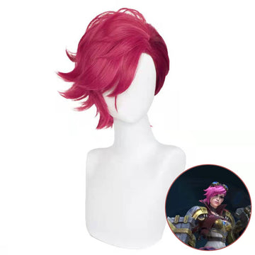 SAKUMETA THE PILTOVER ENFORCER Magenta Short Cosplay Wig