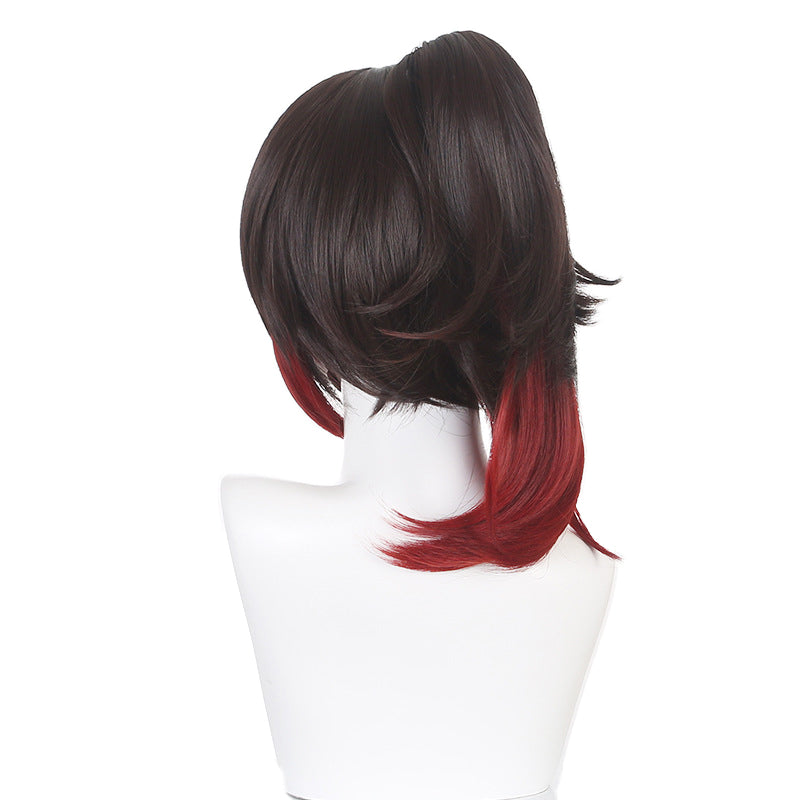 SAKUMETA TINGYUN Chocolate Brown and Red Short Cosplay Wig